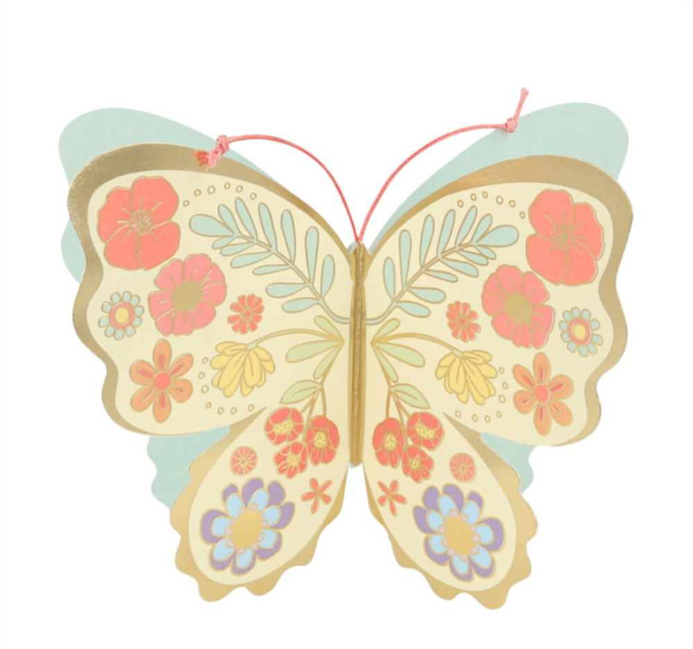 Meri Meri - Floral Butterfly Card - Çiçekli Kelebek Tebrik Kartı