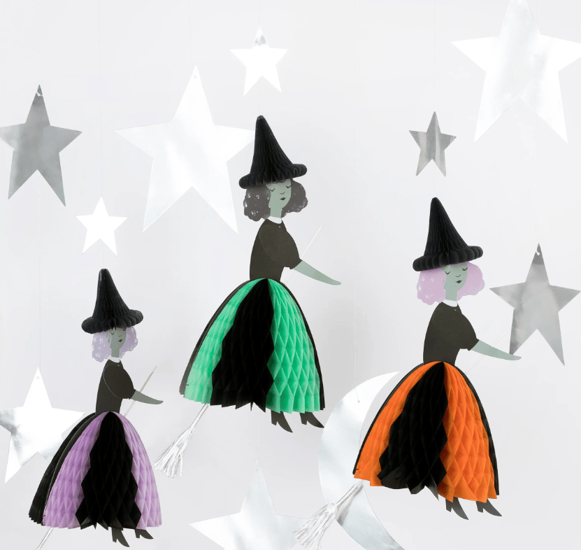 Meri Meri - Flying Honeycomb Witch Decorations - Uçan Cadılar Asılan Süs (3lü)