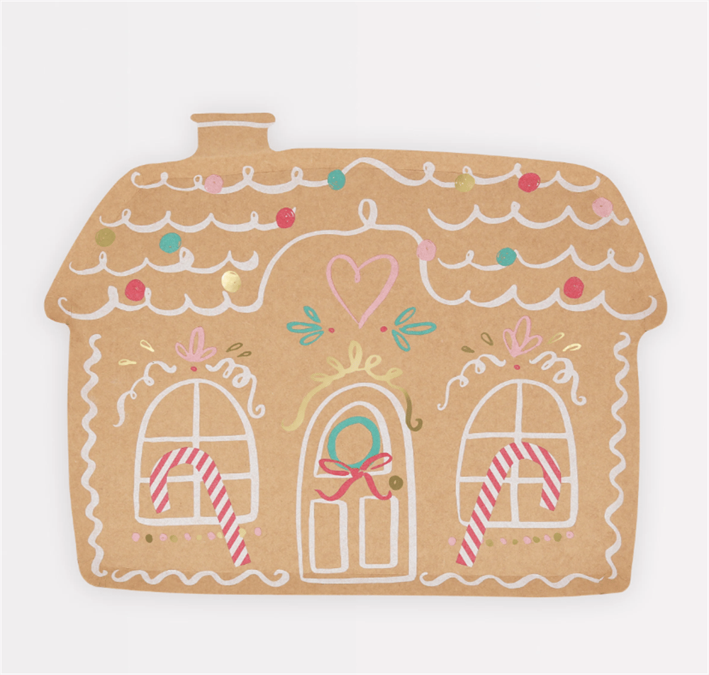 Meri Meri - Gingerbread House Plates - Zencefilli Kurabiye Tabak (8Li)