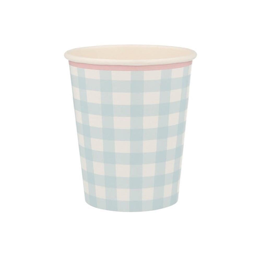 Meri Meri - Gingham Cups - Damalı Bardaklar - 12Li