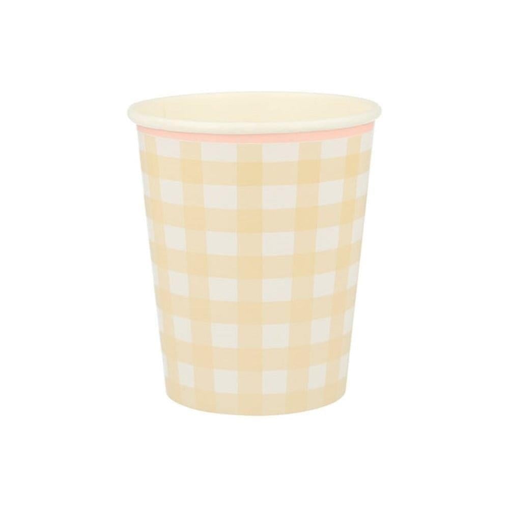 Meri Meri - Gingham Cups - Damalı Bardaklar - 12Li