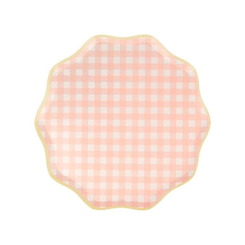 Meri Meri - Gingham Plates - Damalı Tabaklar - S - 12Li