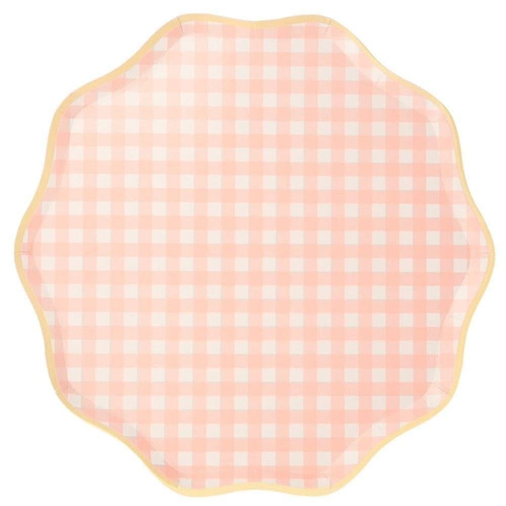 Meri Meri - Gingham Plates - Damalı Tabaklar - L - 12Li