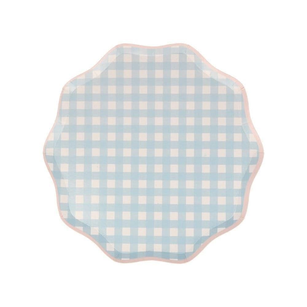 Meri Meri - Gingham Plates - Damalı Tabaklar - S - 12Li