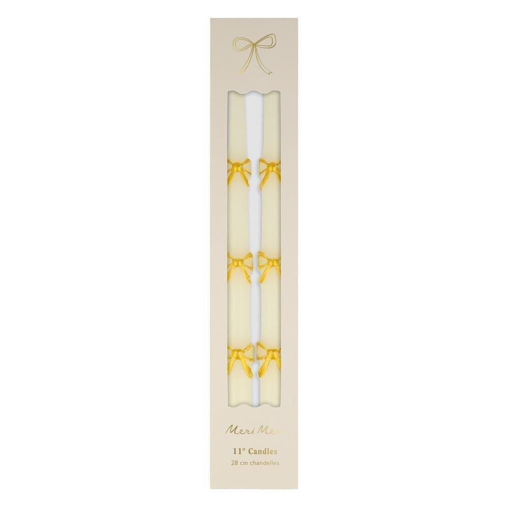 Meri Meri - Gold Bow Taper Candles - Altın Kurdele Detaylı Mumlar (2Li)
