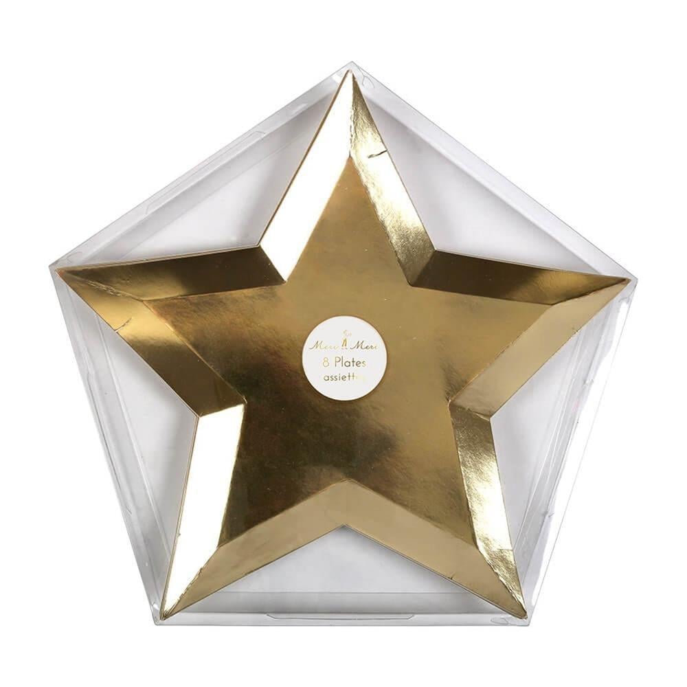 Meri Meri - Gold Foil Star Plates - Altın Folyo Yıldız Tabak