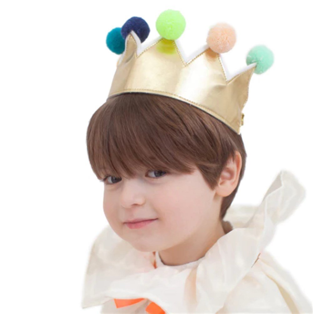 Meri Meri - Gold Pompom Crown - Altın Ponpon Taç