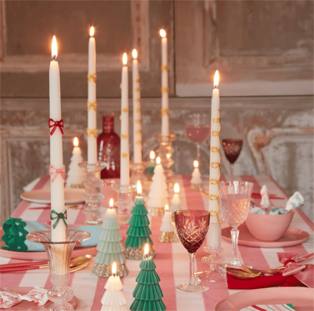 Meri Meri - Gold Swirl Taper Candles - Altın Kıvrımlı Mumlar (2Li)