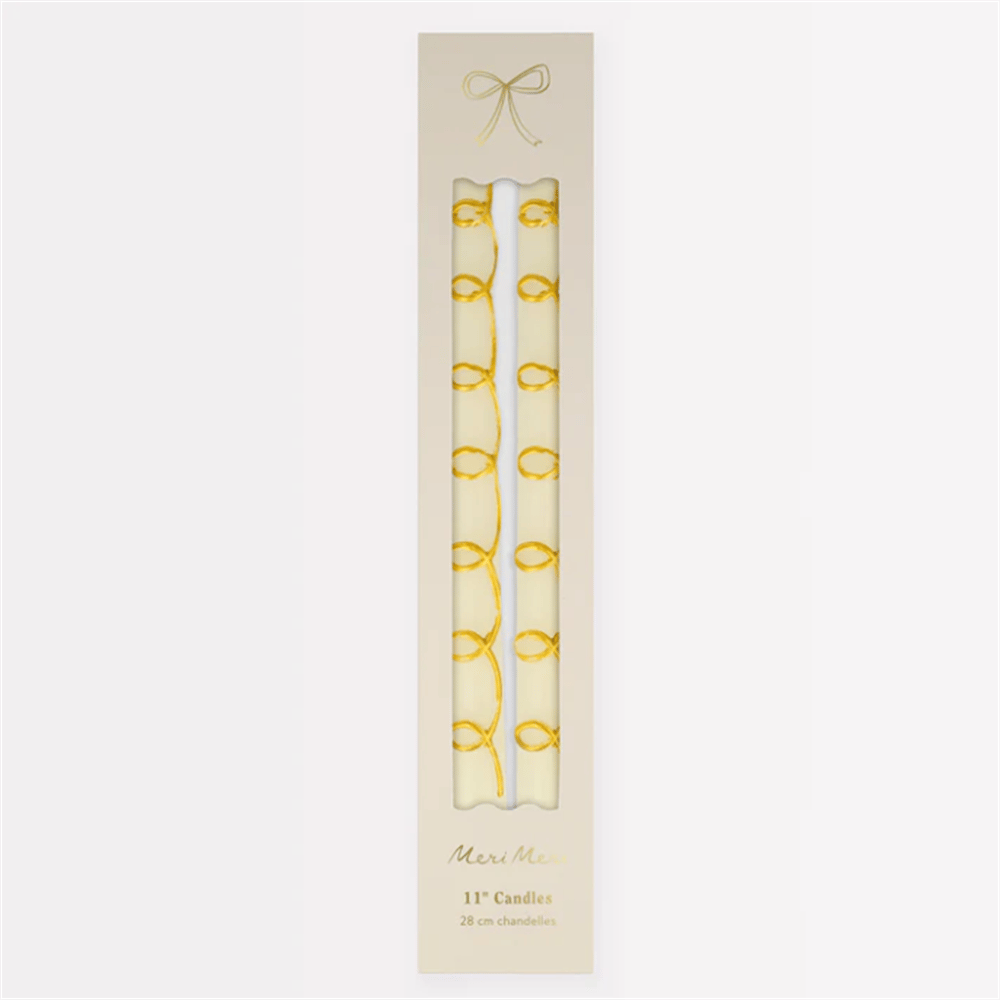 Meri Meri - Gold Swirl Taper Candles - Altın Kıvrımlı Mumlar (2Li)