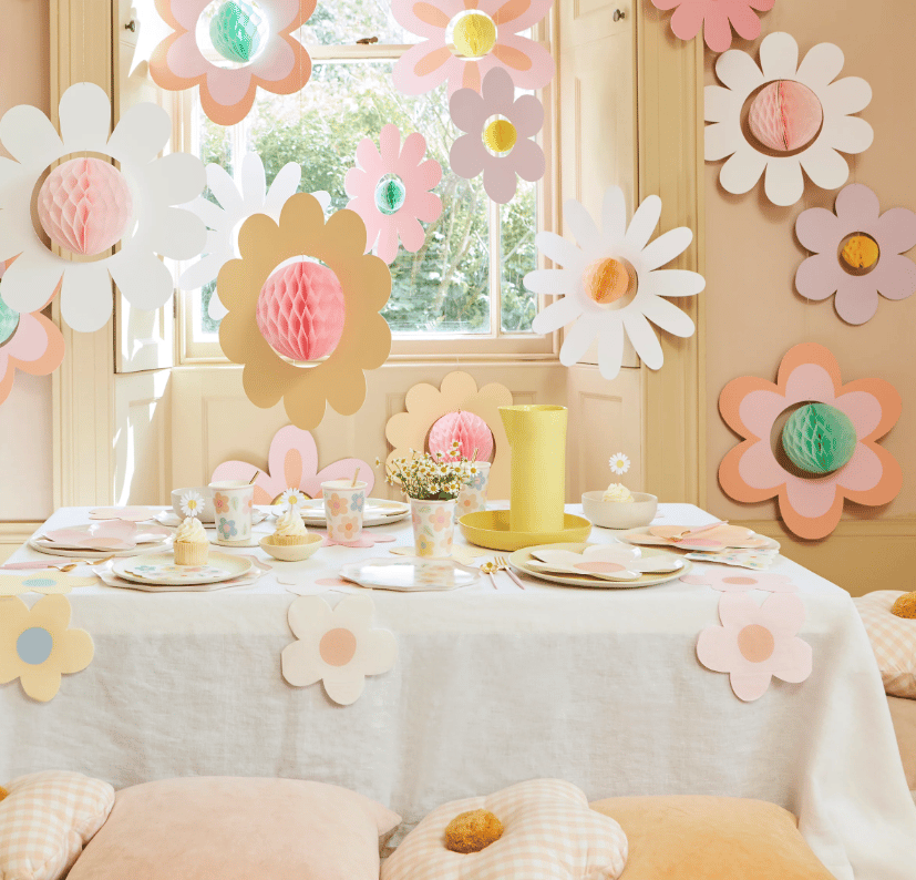 Meri Meri - Groovy Flower Hanging Decorations - Çiçekler Asılan Dekorlar (7Li)