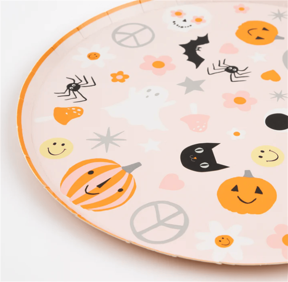 Meri Meri - Groovy Halloween Icon Dinner Plates - Cadılar Bayramı Karakterli Tabaklar (L) (8Li)