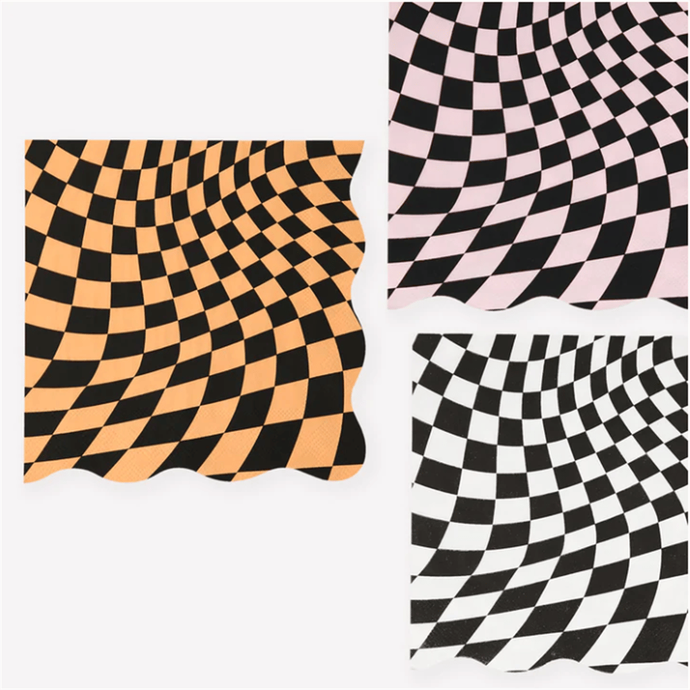 Meri Meri - Halloween Checker Large Napkins - Cadılar Bayramı Damalı Peçeteler (L) (16Lı)
