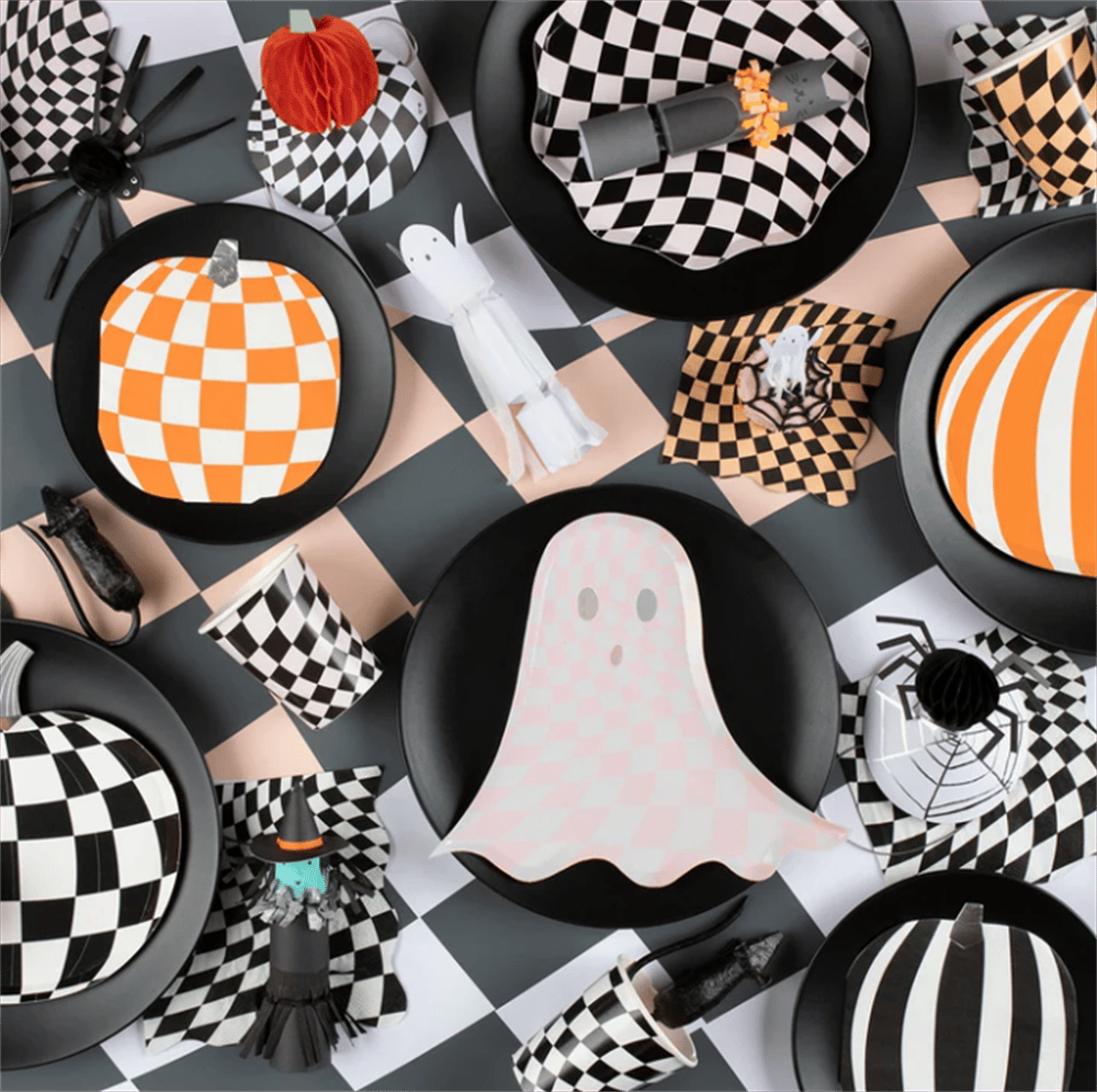 Meri Meri - Halloween Checker Large Napkins - Cadılar Bayramı Damalı Peçeteler (L) (16Lı)