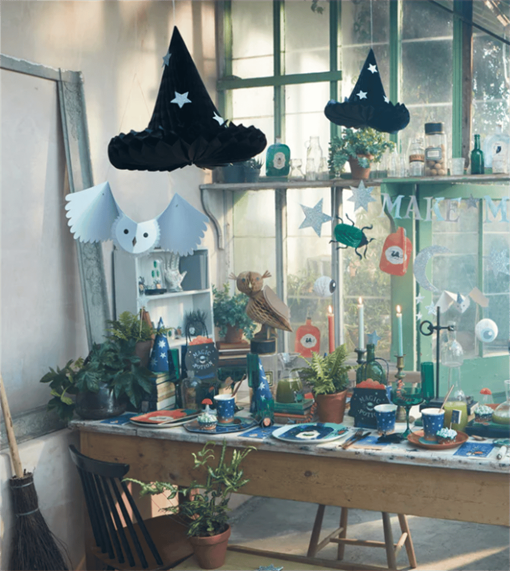 Meri Meri - Hanging Honeycomb Witch Hat Decorations - Cadı Şapka Dekorları (3Lü)