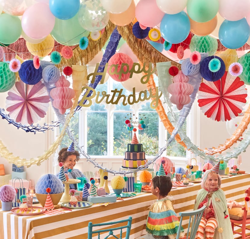 Meri Meri - Happy Birthday Honeycomb Garland - Happy Birthday Petekli Asılan Süs