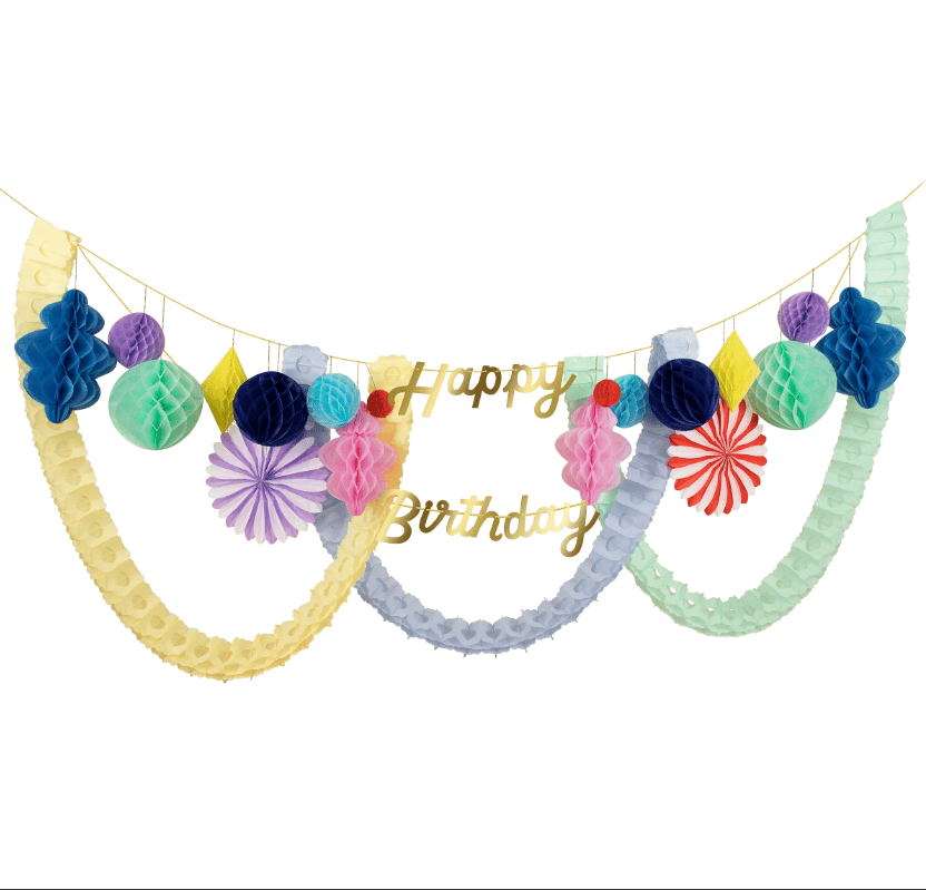 Meri Meri - Happy Birthday Honeycomb Garland - Happy Birthday Petekli Asılan Süs