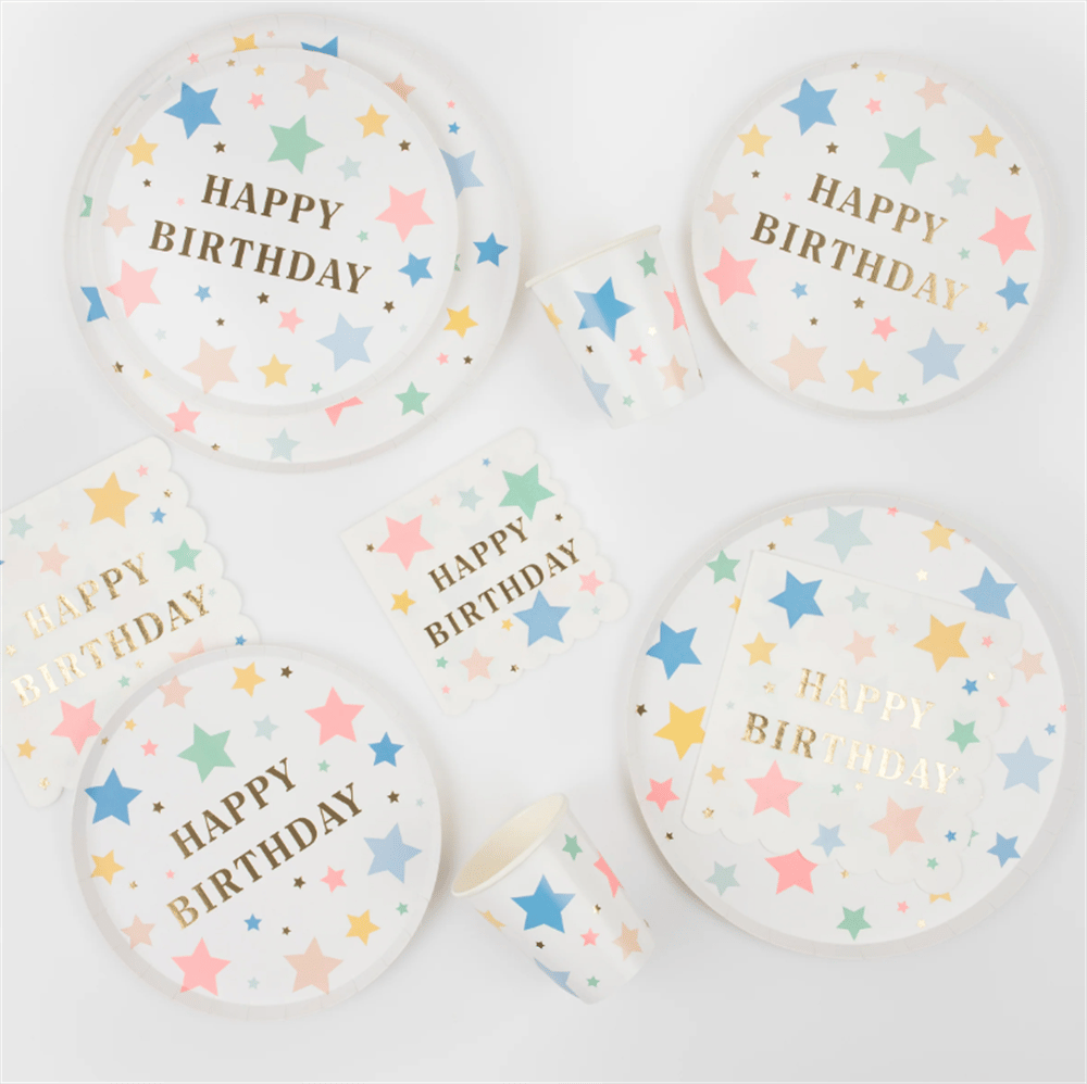 Meri Meri - Happy Birthday Stars Cups - Happy Birthday Yıldızlar Bardaklar (X8)