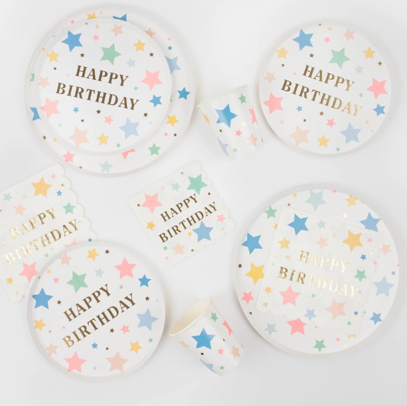 Meri Meri - Happy Birthday Stars Cups - Happy Birthday Yıldızlar Bardaklar (x8)