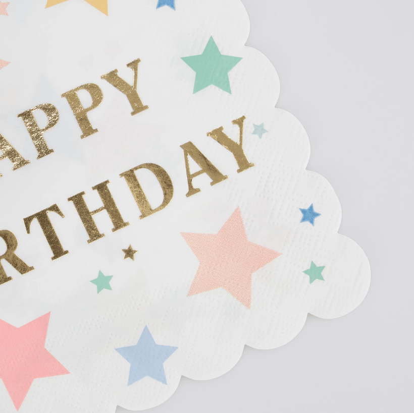 Meri Meri - Happy Birthday Stars Large Napkins - Happy Birthday Yıldızlar Peçeteler (x16)