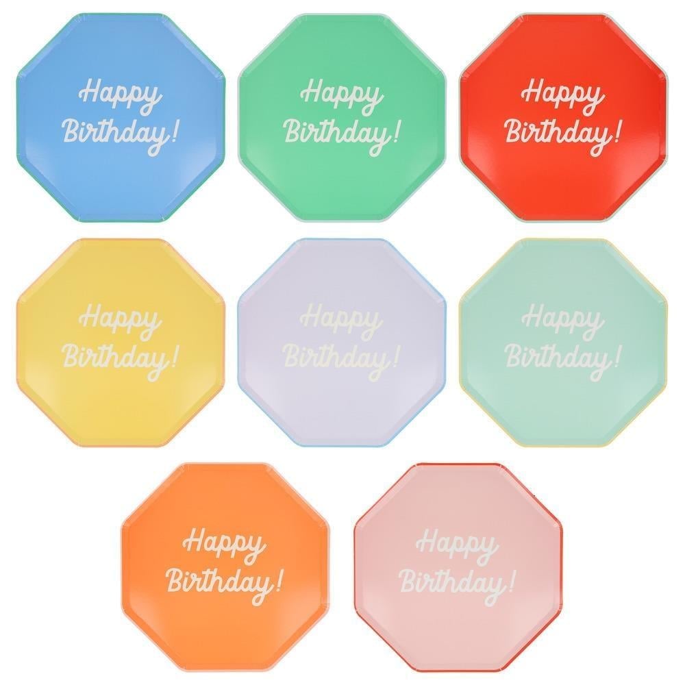 Meri Meri - Happy Birthday Tabaklar - L - 8 Adet