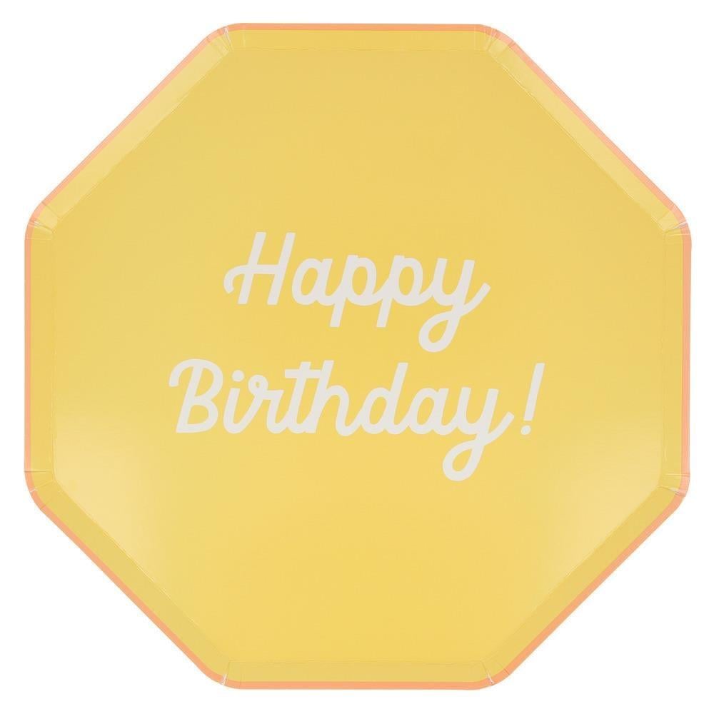 Meri Meri - Happy Birthday Tabaklar - L - 8 Adet