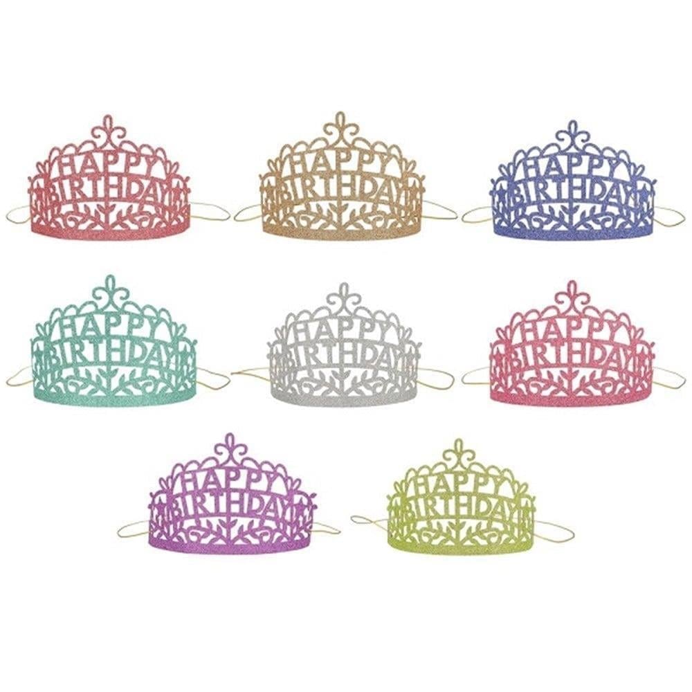 Meri Meri - Happy Birthday Tiaras - Happy Birthday Taç - 8Li
