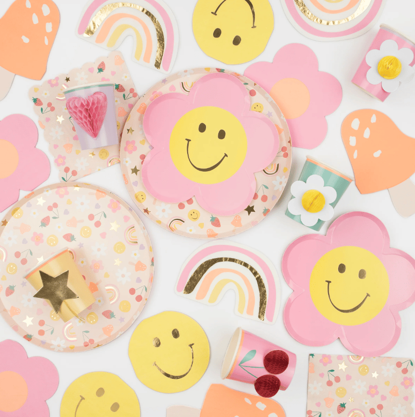 Meri Meri - Happy Face Flower Plates - Mutlu Yüz Çiçek Tabaklar (x8)