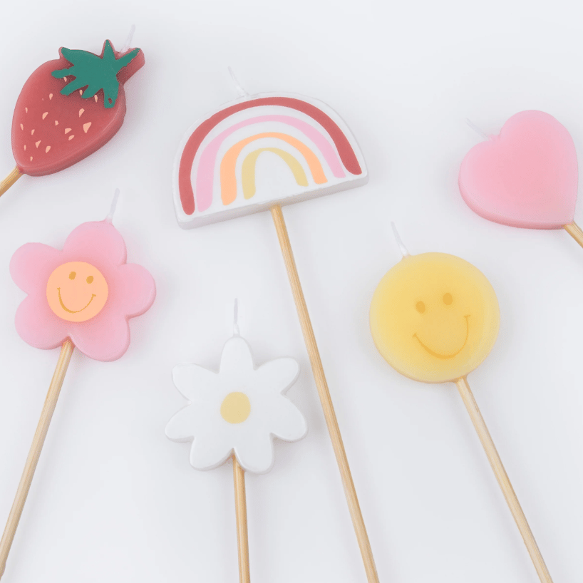 Meri Meri - Happy Face Icons Candles - Mutlu Yüz Semboller Mumlar (X6)