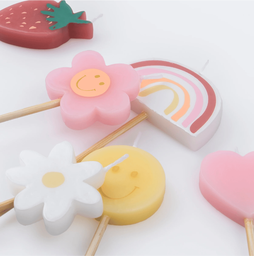 Meri Meri - Happy Face Icons Candles - Mutlu Yüz Semboller Mumlar (X6)