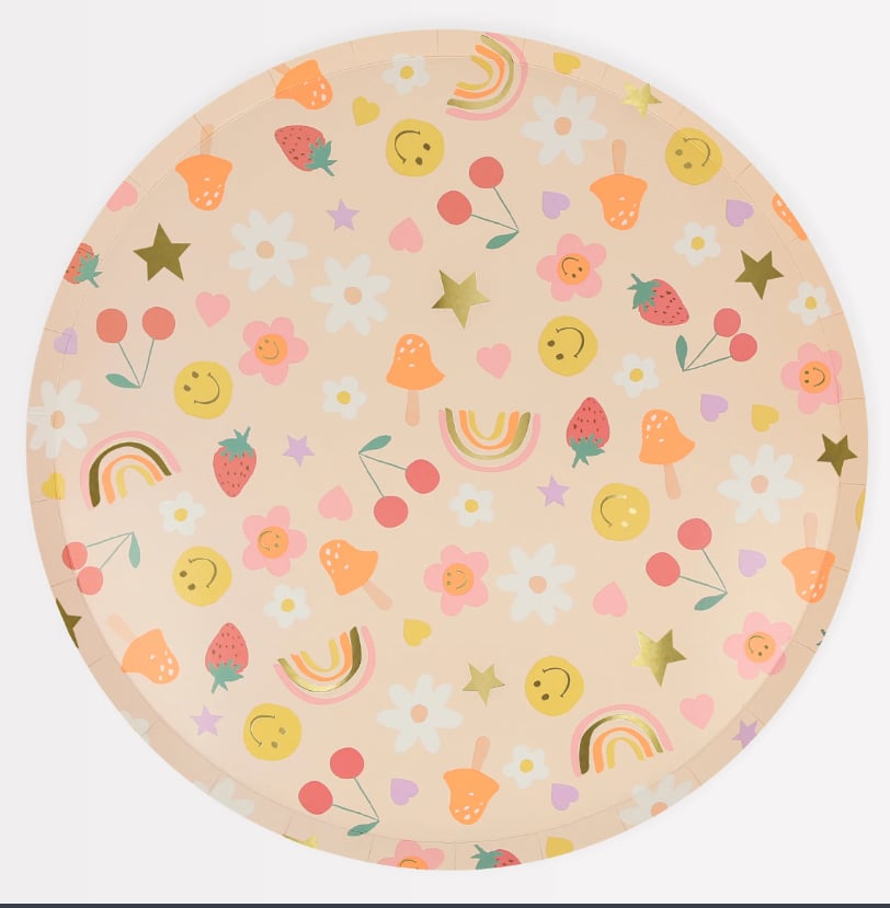 Meri Meri - Happy Face Icons Dinner Plates - Mutlu Yüzler Tabaklar (x8)