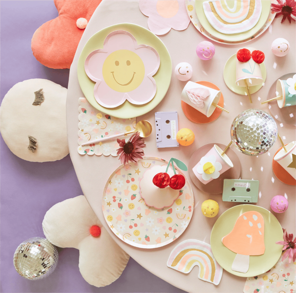 Meri Meri - Happy Face Icons Dinner Plates - Mutlu Yüzler Tabaklar (X8)