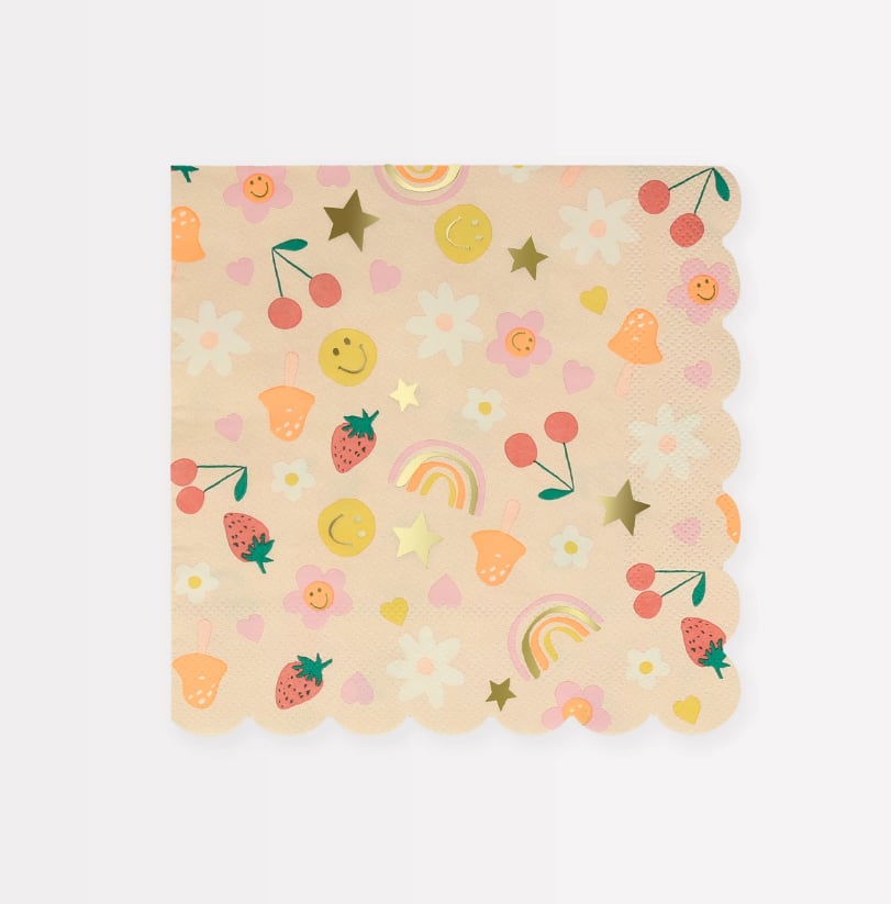 Meri Meri - Happy Face Icons Large Napkins - Mutlu Yüz Semboller Peçeteler (L) (X16)