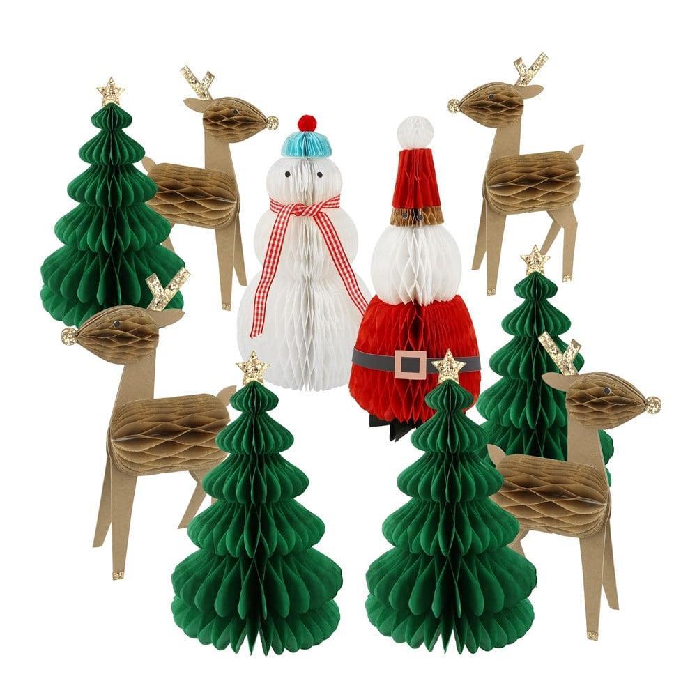 Meri Meri - Honeycomb Christmas Characters - Petekli Yeni Yıl Karakterleri - 10Lu