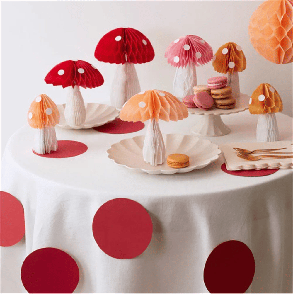 Meri Meri - Honeycomb Toadstool Decorations - Petek Mantar Dekorlar - 10Lu