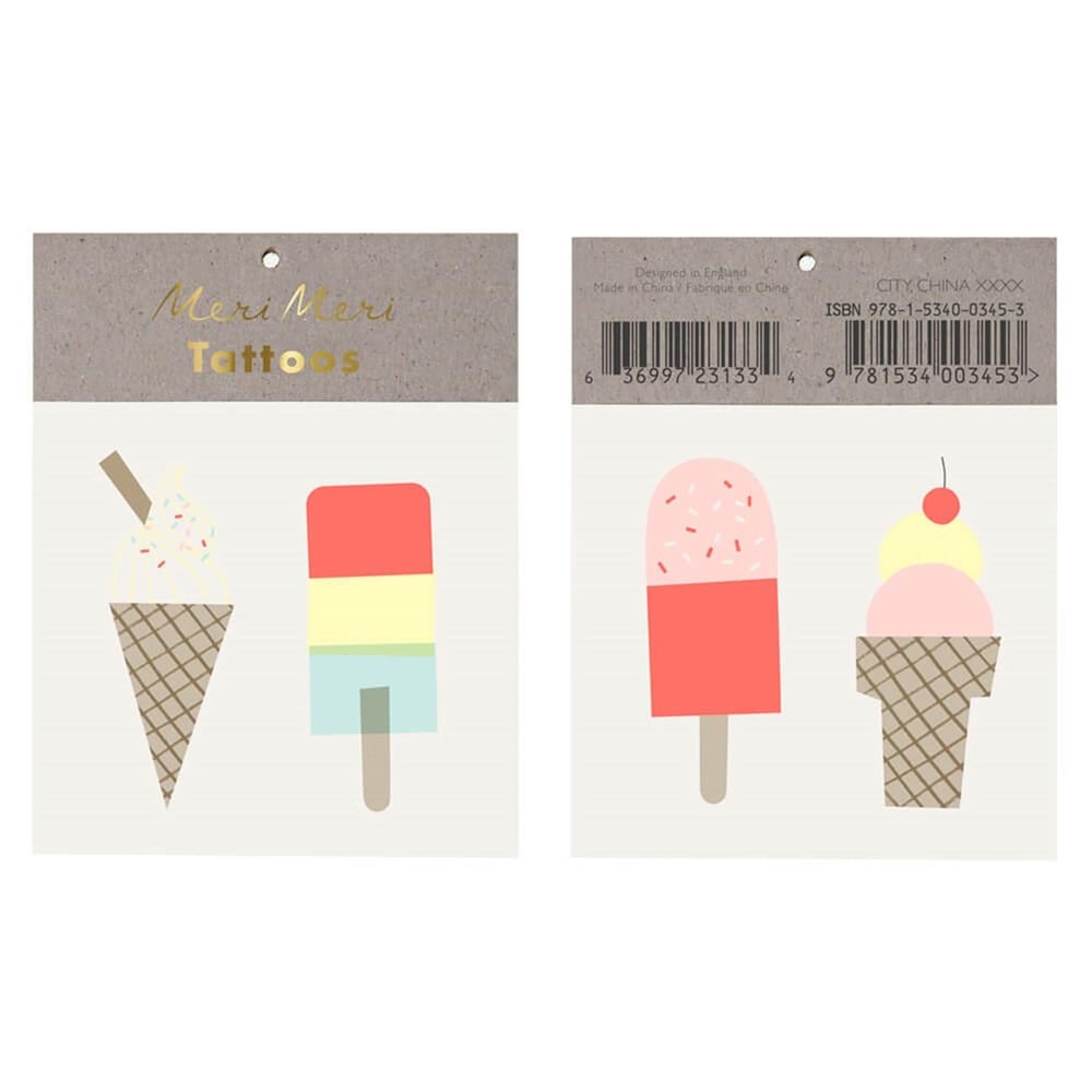 Meri Meri - Ice Lolly Tattoos - Buzlu Dondurma Geçici Dövme - S