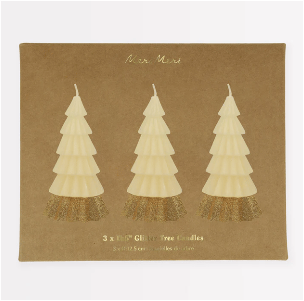 Meri Meri - Ivory Tree Candles - Krem Renk Ağaç Mumlar (3Lü)