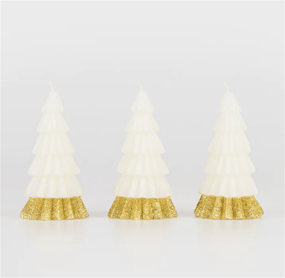 Meri Meri - Ivory Tree Candles - Krem Renk Ağaç Mumlar (3Lü)