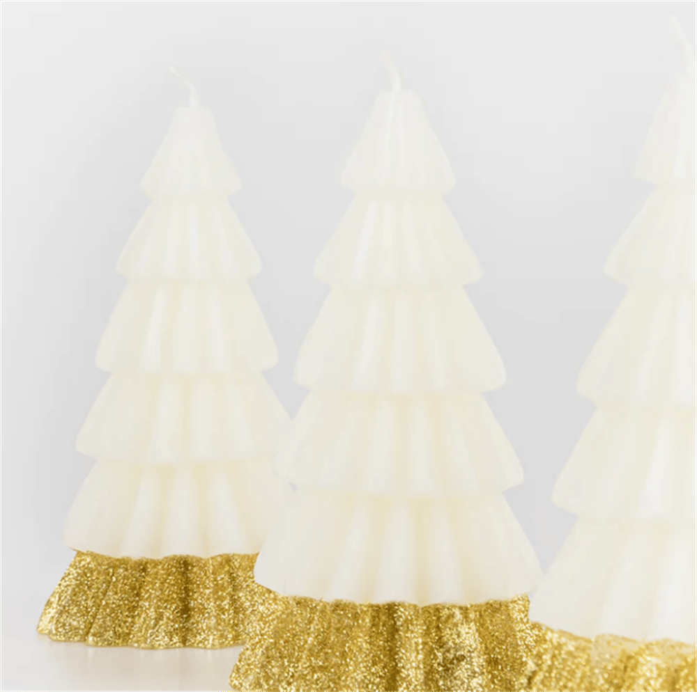 Meri Meri - Ivory Tree Candles - Krem Renk Ağaç Mumlar (3Lü)