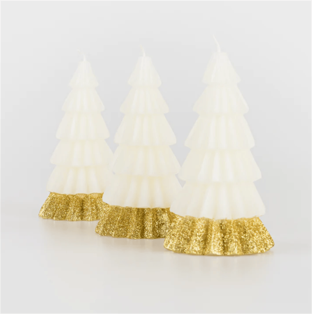 Meri Meri - Ivory Tree Candles - Krem Renk Ağaç Mumlar (3Lü)