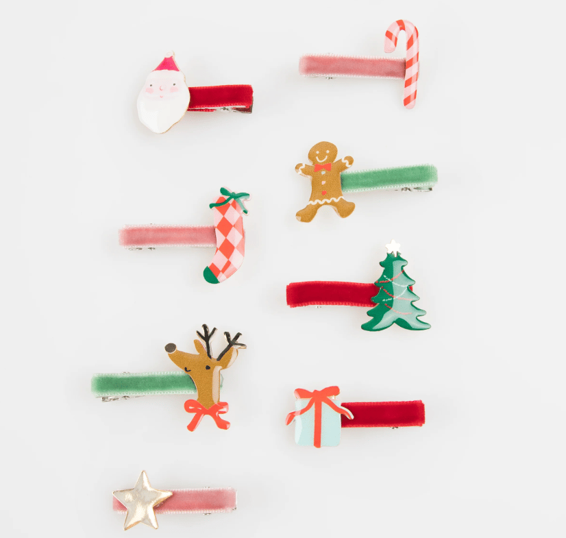 Meri Meri - Jolly Christmas Saç Tokaları - 8 Adet