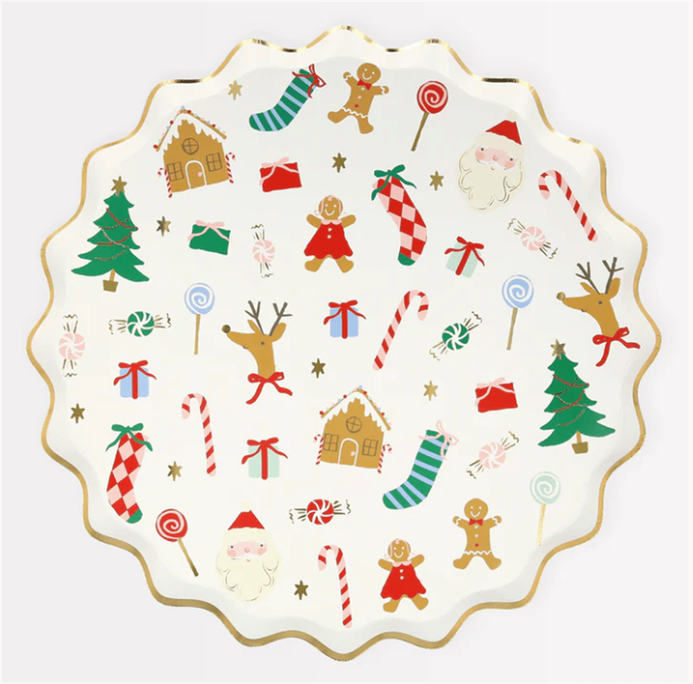 Meri Meri - Jolly Christmas Side Plates - Yeni Yıl Tabaklar (M) (8Li)