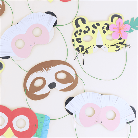 Meri Meri - Jungle Jamboree Party Masks - Jungle Jamboree Parti Maskeleri - 8 Adet