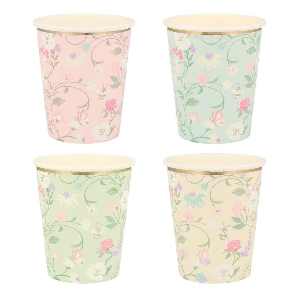 Meri Meri - Ladurée Paris Floral Cups - Ladurée Paris Çiçekli Bardaklar - 8Li