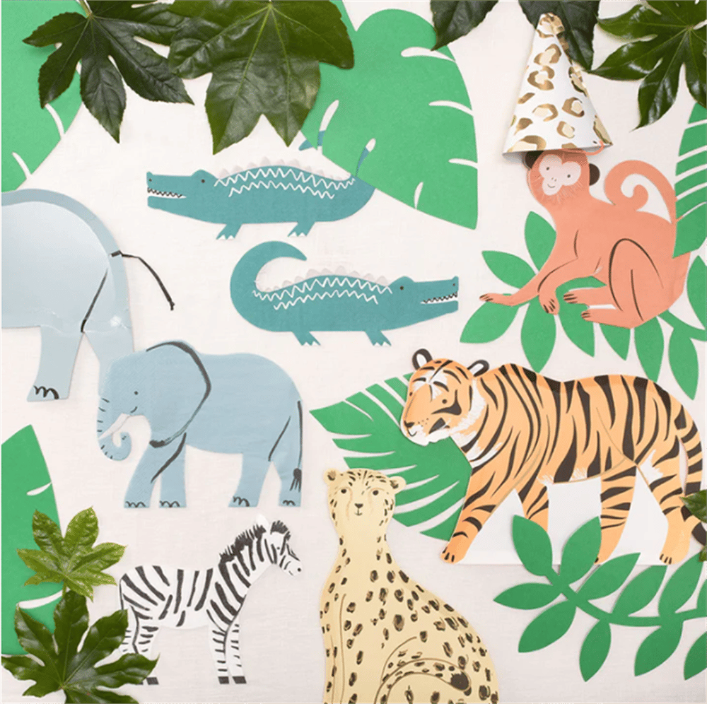 Meri Meri - Monkey Die Cut Napkins - Maymun Peçeteler - 16Lı