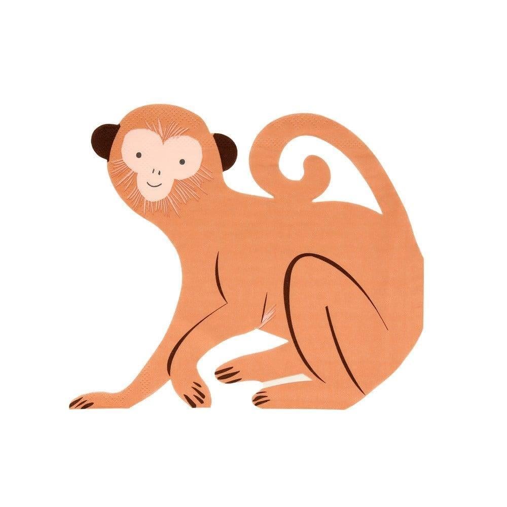 Meri Meri - Monkey Die Cut Napkins - Maymun Peçeteler - 16Lı