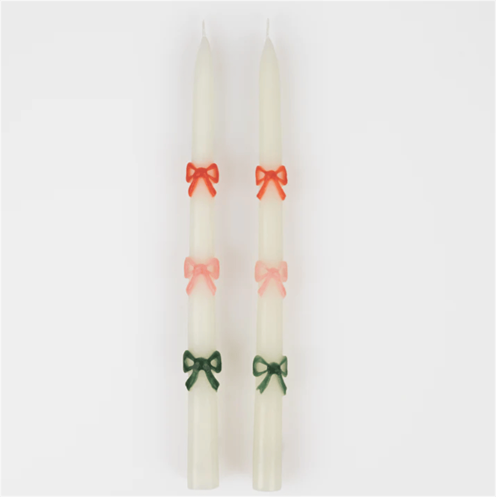 Meri Meri - Multi Colour Bow Taper Candle - Renkli Kurdeleli Mumlar (2Li)