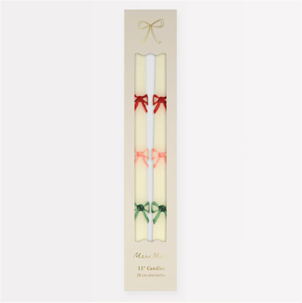 Meri Meri - Multi Colour Bow Taper Candle - Renkli Kurdeleli Mumlar (2Li)
