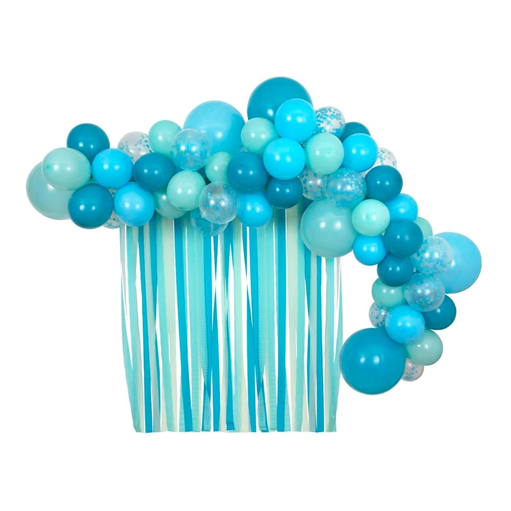 Meri Meri - Multi-Sized Balloons & Streamer Set - Mavi Balonlar & Püsküller Seti