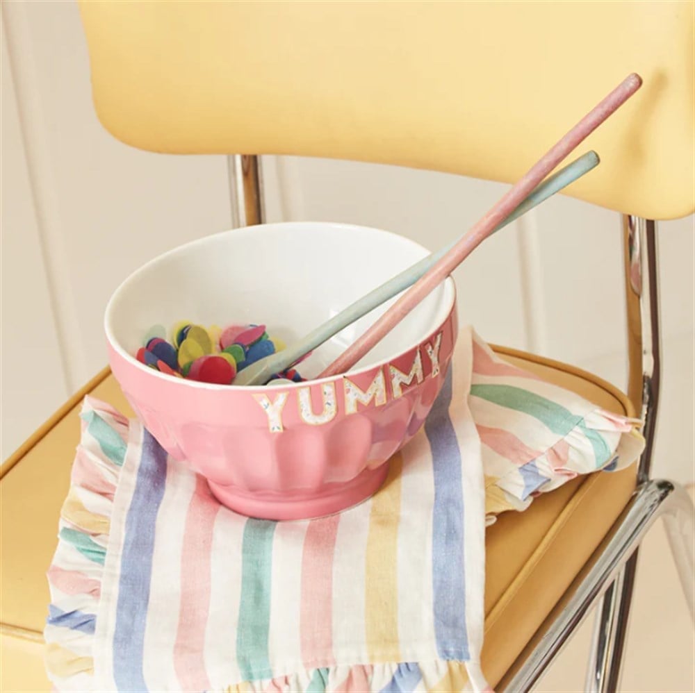 Meri Meri - Multi Stripe Ruffle Napkins - Çok Çizgili Fırfırlı Kumaş Peçeteler - 4Lü