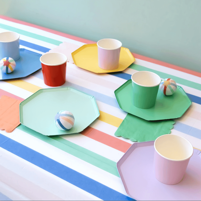 Meri Meri - Multi Stripe Tablecloth - Multi Renkli Çizgili Kağıt Masa Örtüsü